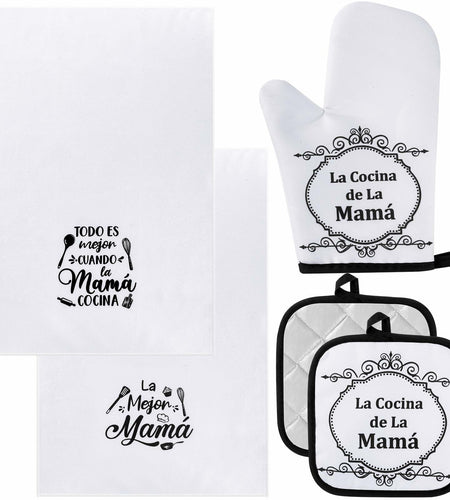 Teenyyou Kitchen Set 5 Pcs Dish Towels Oven Pads Pot Holder Oven Mitt