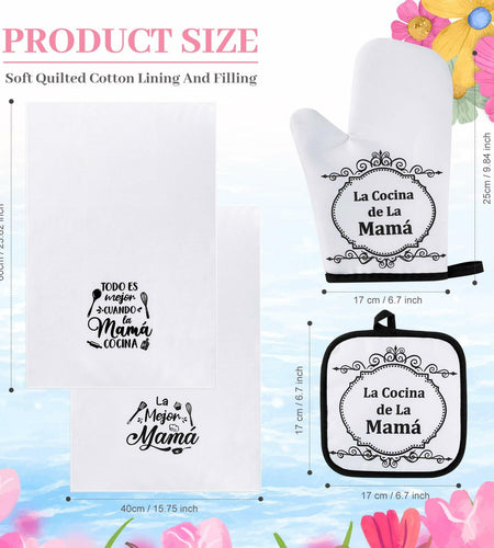 Teenyyou Kitchen Set 5 Pcs Dish Towels Oven Pads Pot Holder Oven Mitt