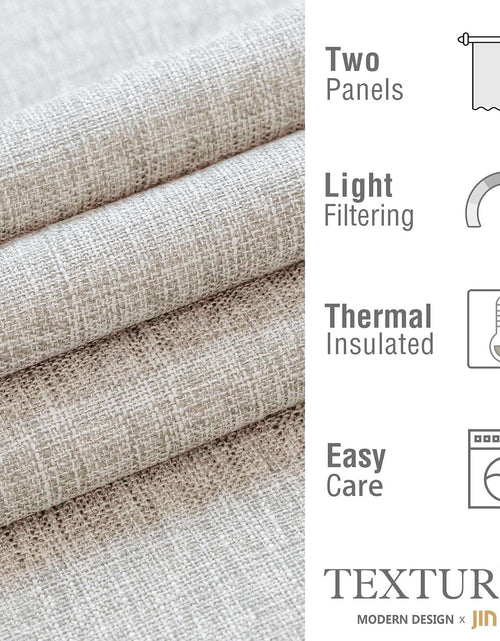 Load image into Gallery viewer, Jinchan Faux Linen Burlap Curtains 63" Heathered Gray 2pc Grommet Panels
