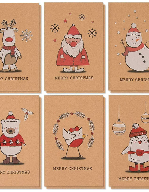 Load image into Gallery viewer, BEST PAPER GREETINGS Christmas Cards 36 Pack 4x6 Kraft Paper Red White Envelopes
