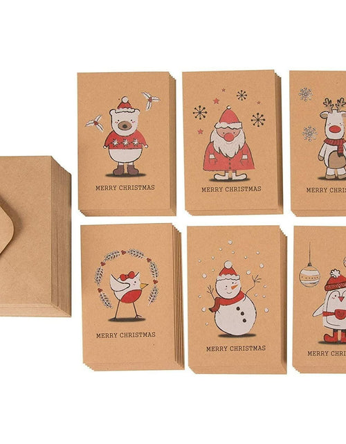 Load image into Gallery viewer, BEST PAPER GREETINGS Christmas Cards 36 Pack 4x6 Kraft Paper Red White Envelopes
