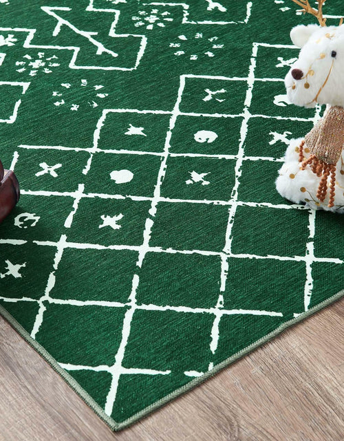 Load image into Gallery viewer, jinchan Christmas Runner Rug 3x7 Green Moroccan Non Slip Soft Carpet
