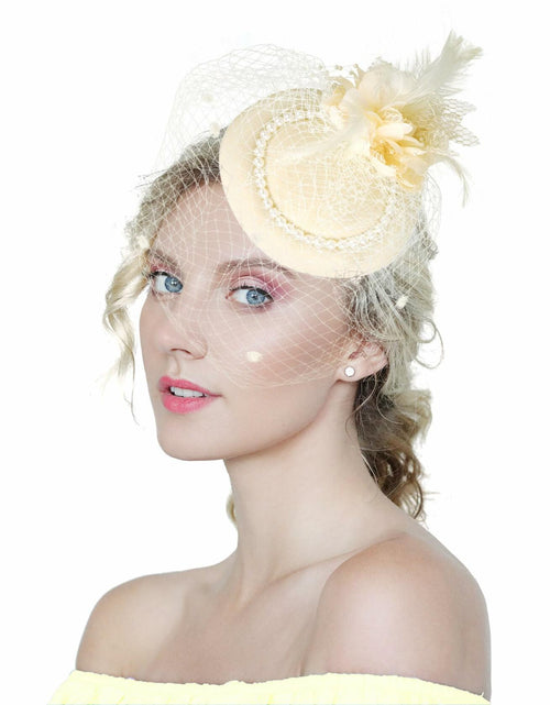 Load image into Gallery viewer, Kidukso Vintage Derby Fascinator Hat with Veil for Wedding Party
