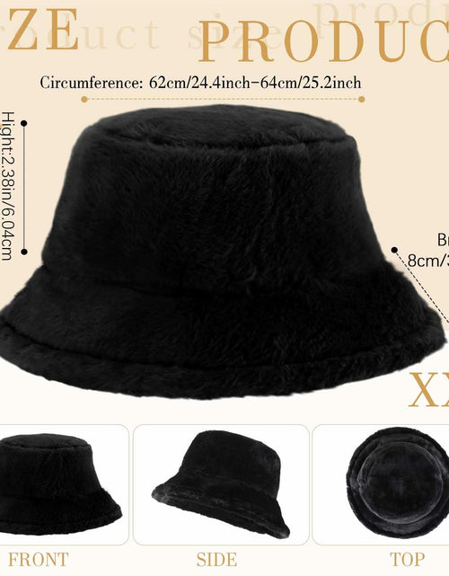 Load image into Gallery viewer, Cozypower 2 Pcs XXL Winter Faux Fur Bucket Hat Unisex Black White
