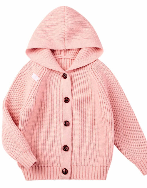 Load image into Gallery viewer, AUTWARM Girls Hooded Cardigan Oversized Knit Sweater Brown Size 5-6Y
