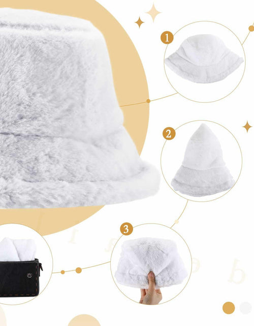 Load image into Gallery viewer, Cozypower 2 Pcs XXL Winter Faux Fur Bucket Hat Unisex Black White
