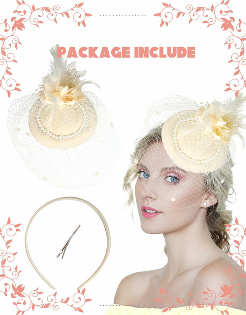 Load image into Gallery viewer, Kidukso Vintage Derby Fascinator Hat with Veil for Wedding Party
