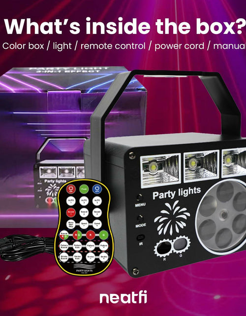 Load image into Gallery viewer, Neatfi Sound Activated Party Light with Remote Control Black Indoor DJ
