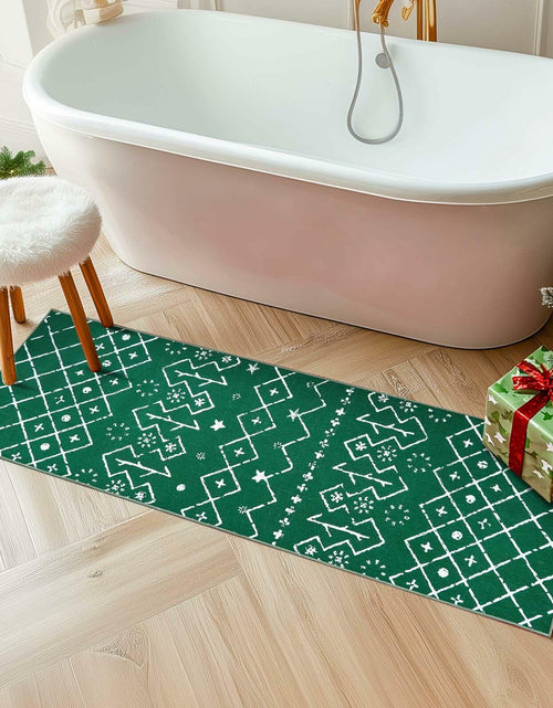 Load image into Gallery viewer, jinchan Christmas Runner Rug 3x7 Green Moroccan Non Slip Soft Carpet

