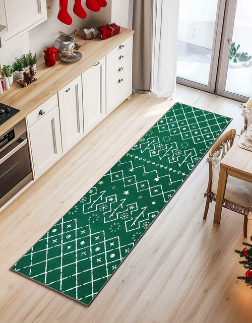Load image into Gallery viewer, jinchan Christmas Runner Rug 3x7 Green Moroccan Non Slip Soft Carpet
