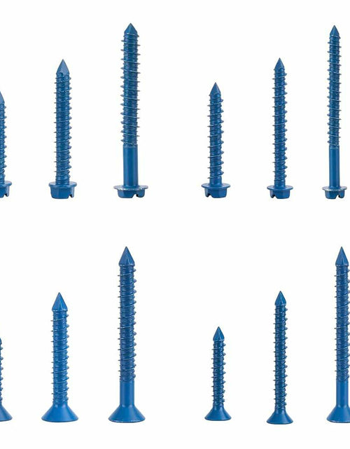Load image into Gallery viewer, 290PCS Concrete Screws 12 Sizes Flat &amp; Hex Head Masonry Anchors 1.25"-2.25"
