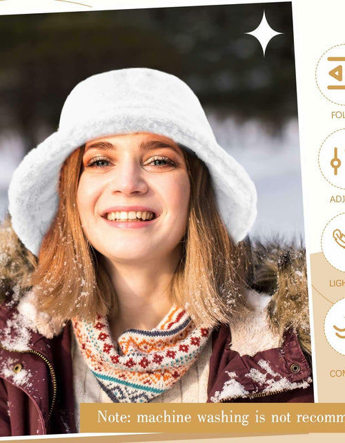 Load image into Gallery viewer, Cozypower 2 Pcs XXL Winter Faux Fur Bucket Hat Unisex Black White
