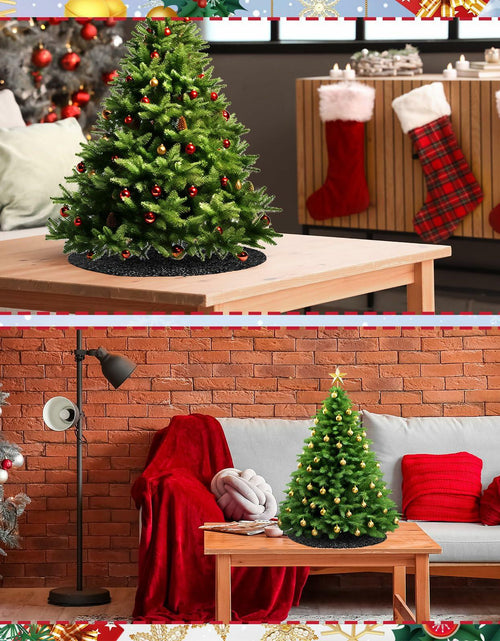 Load image into Gallery viewer, 2 Pcs Black Sequin Tree Skirt 15 Inch Glitter Shiny Christmas Decoration
