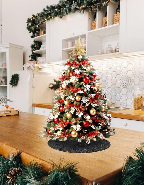Load image into Gallery viewer, 2 Pcs Black Sequin Tree Skirt 15 Inch Glitter Shiny Christmas Decoration
