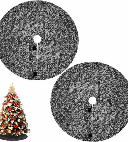 2 Pcs Black Sequin Tree Skirt 15 Inch Glitter Shiny Christmas Decoration