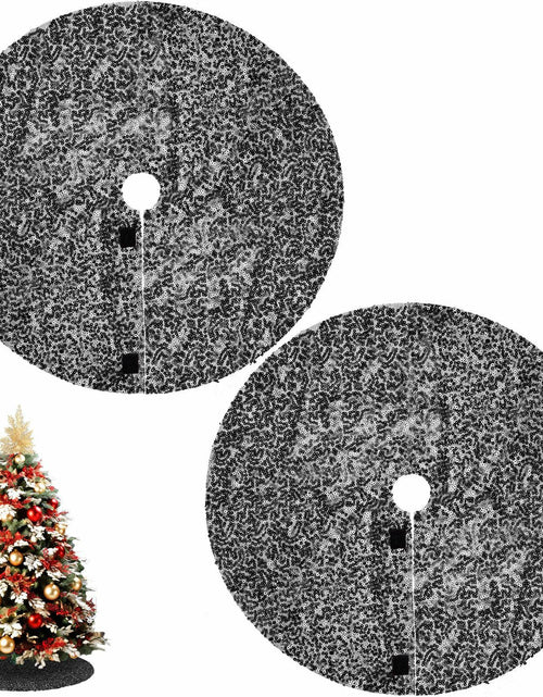 Load image into Gallery viewer, 2 Pcs Black Sequin Tree Skirt 15 Inch Glitter Shiny Christmas Decoration
