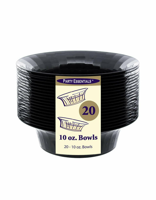 Load image into Gallery viewer, Party Essentials Deluxe Plastic Salad Bowls 10oz Black 20 Count
