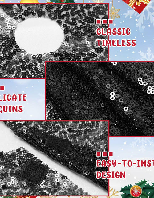 Load image into Gallery viewer, 2 Pcs Black Sequin Tree Skirt 15 Inch Glitter Shiny Christmas Decoration
