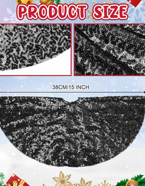 Load image into Gallery viewer, 2 Pcs Black Sequin Tree Skirt 15 Inch Glitter Shiny Christmas Decoration
