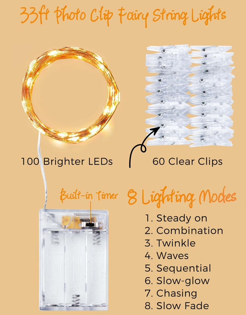 Load image into Gallery viewer, Fairy Lights with Clips 33ft 100LED Battery Operated String Lights Timer
