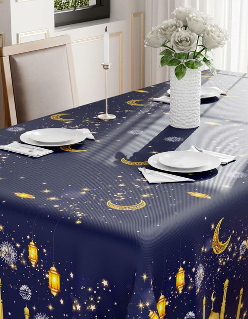 Load image into Gallery viewer, BOTB LIHM Eid Ramadan Tablecloth 60x84" Castle Lantern Stars &amp; Moon
