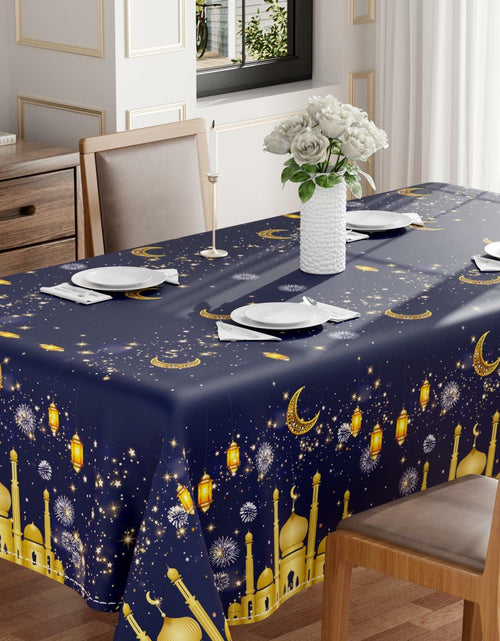 Load image into Gallery viewer, BOTB LIHM Eid Ramadan Tablecloth 60x84" Castle Lantern Stars &amp; Moon
