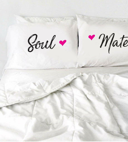 Soul Mate Satin Pillow Covers Set of 2 – Couple Long Distance Gift
