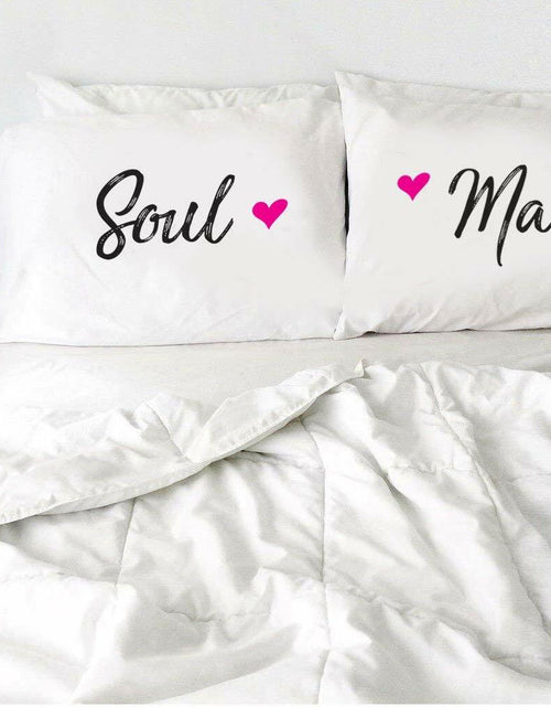 Load image into Gallery viewer, Soul Mate Satin Pillow Covers Set of 2 – Couple Long Distance Gift
