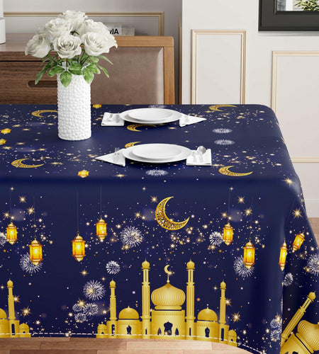 BOTB LIHM Eid Ramadan Tablecloth 60x84" Castle Lantern Stars & Moon