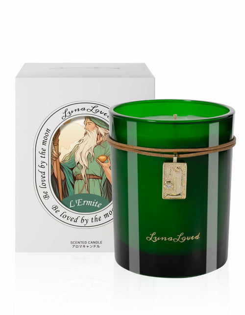 Load image into Gallery viewer, LunaLoved Candle for Tarot The Hermit, Juniper Lavender Scented Candles, GREEN
