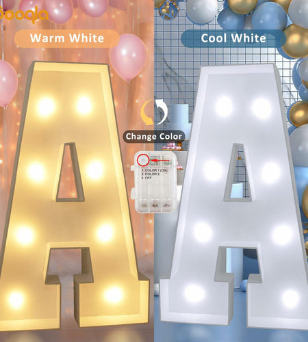 Pooqla 3FT LED Marquee Letter G Light Up Cool & Warm White 3 Feet