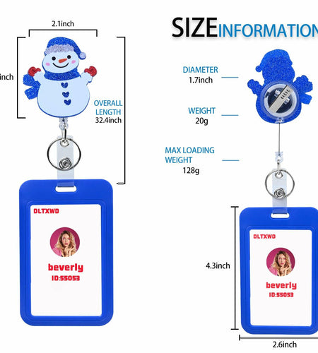 Easter Nurse Retractable Badge Holder Snowman Clip Hard Plastic Reel
