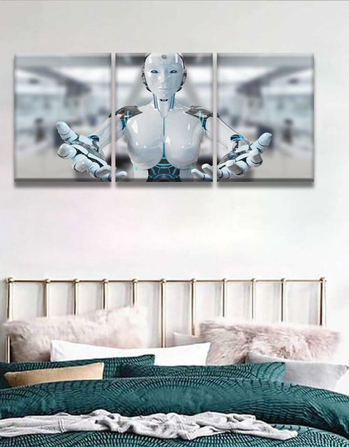 Load image into Gallery viewer, 3 pcs AI Machine Learning Robot Human Touch Canvas Wall Art 36x16
