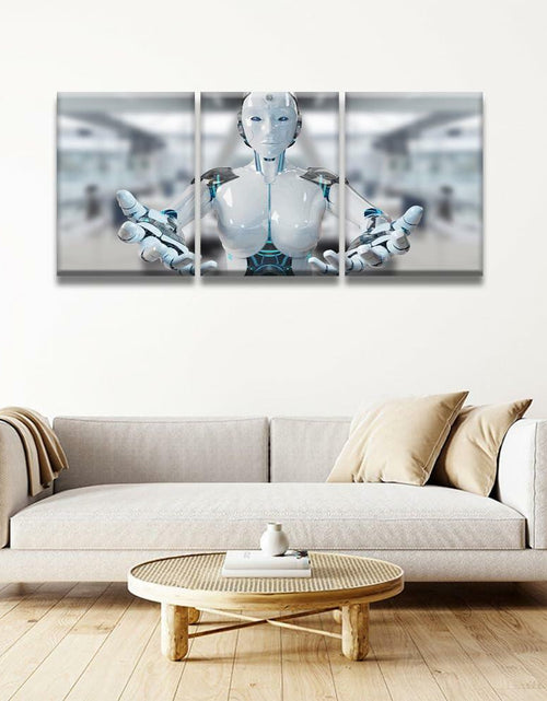 Load image into Gallery viewer, 3 pcs AI Machine Learning Robot Human Touch Canvas Wall Art 36x16
