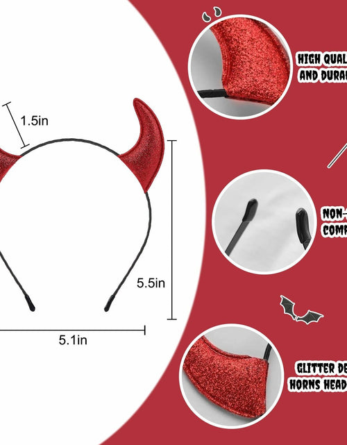 Load image into Gallery viewer, Voiiake Red Devil Horns Headband &amp; Fishnet Thigh High Stockings Set
