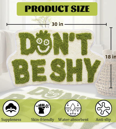 Blkjsgly 18x30 Cute Non-Slip Plush Bath Mat Green White Soft Absorbent