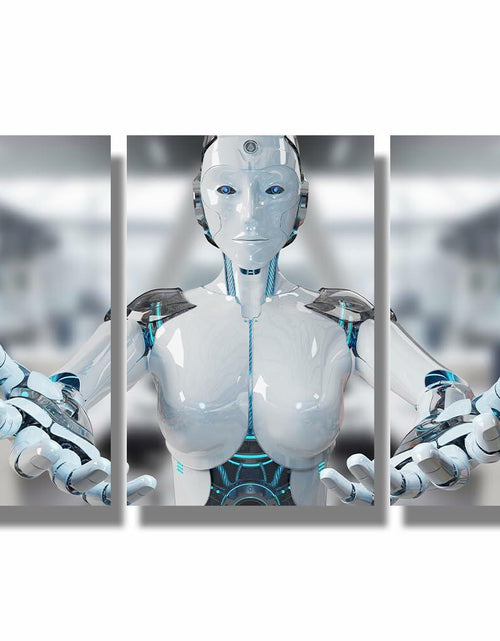 Load image into Gallery viewer, 3 pcs AI Machine Learning Robot Human Touch Canvas Wall Art 36x16
