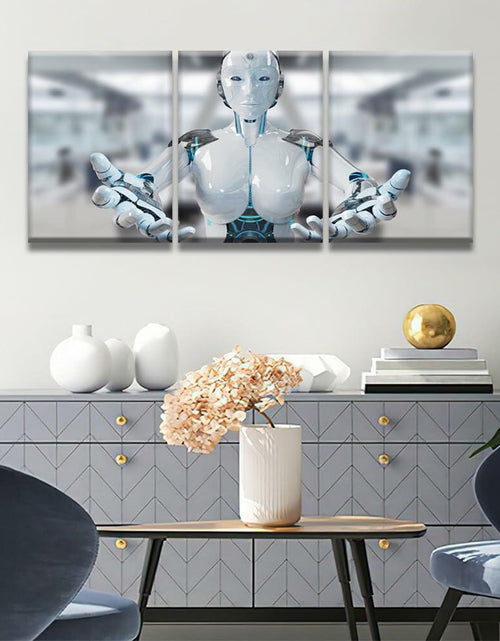 Load image into Gallery viewer, 3 pcs AI Machine Learning Robot Human Touch Canvas Wall Art 36x16
