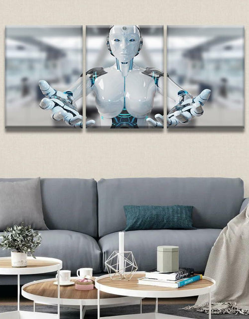 Load image into Gallery viewer, 3 pcs AI Machine Learning Robot Human Touch Canvas Wall Art 36x16
