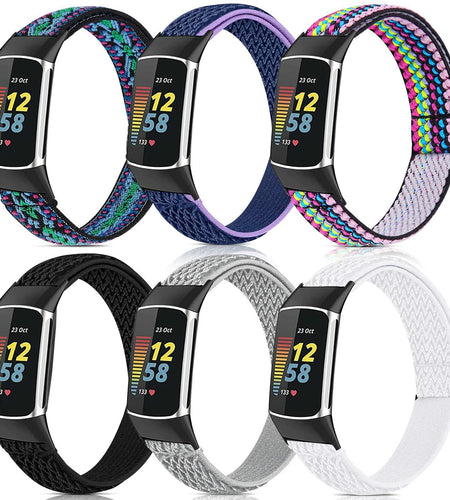 Yibcaiic Adjustable Stretchy Bands Compatible Fitbit Charge 5 Wristbands