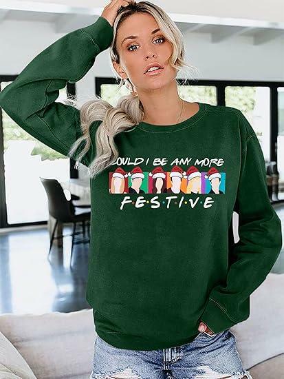 Load image into Gallery viewer, FASHGL Christmas Friends Sweatshirt Women Long Sleeve Green, XL

