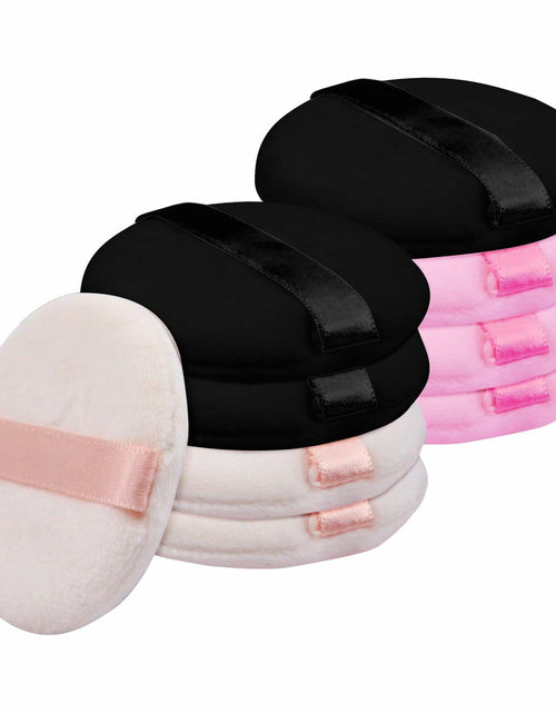 Load image into Gallery viewer, Flytianmy 9Pcs 2.16" Round Face Makeup Powder Puffs Black Nude Pink
