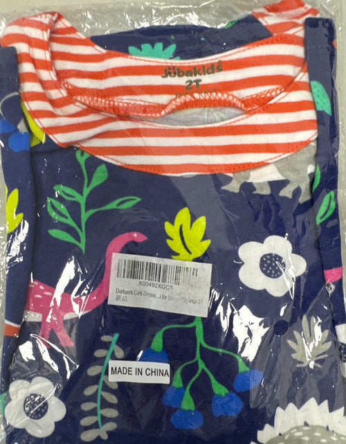 Load image into Gallery viewer, Dorhaeris Girls Cotton Long Sleeve Dinosaur A-line Crewneck Dress Size 2T
