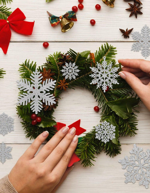 Load image into Gallery viewer, 54pcs Silver Snowflake Christmas Tree Ornaments Glitter Indoor Decor
