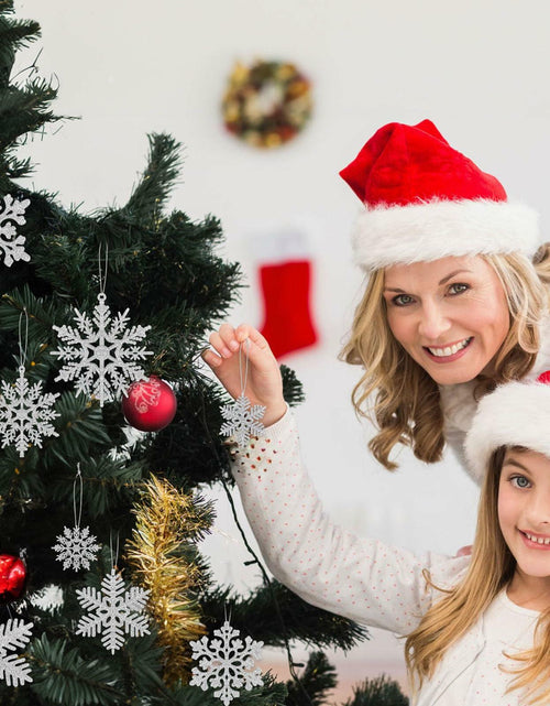 Load image into Gallery viewer, 54pcs Silver Snowflake Christmas Tree Ornaments Glitter Indoor Decor
