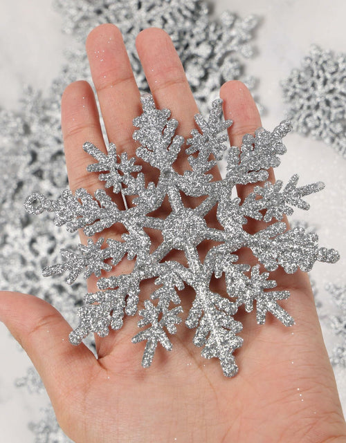Load image into Gallery viewer, 54pcs Silver Snowflake Christmas Tree Ornaments Glitter Indoor Decor
