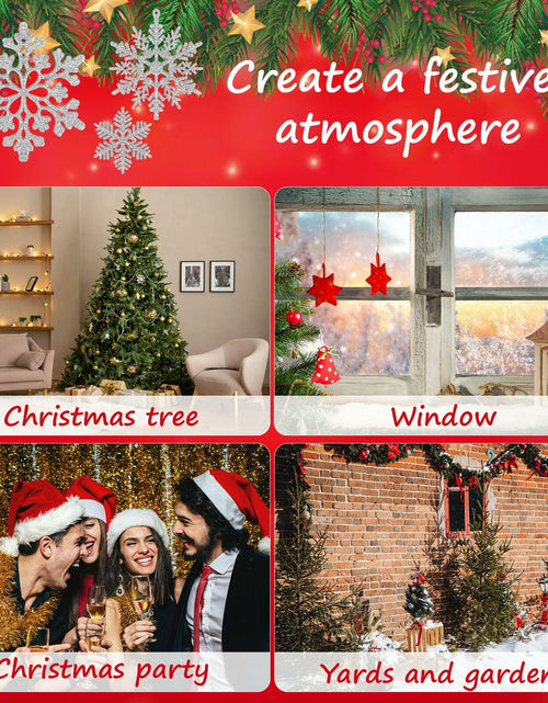Load image into Gallery viewer, 54pcs Silver Snowflake Christmas Tree Ornaments Glitter Indoor Decor
