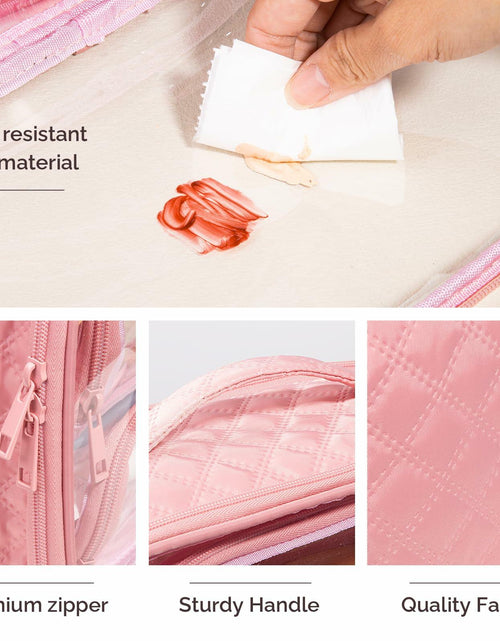 Load image into Gallery viewer, FUNSEED Clear Travel Toiletry Bag Large Organizer Pink Multiple Compartments
