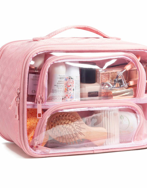 Load image into Gallery viewer, FUNSEED Clear Travel Toiletry Bag Large Organizer Pink Multiple Compartments
