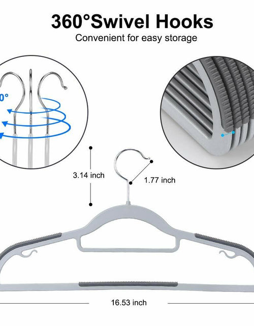 Load image into Gallery viewer, OIKA Plastic Hangers with Tie Rack 16.5in Heavy Duty Non-Slip 30 Pack
